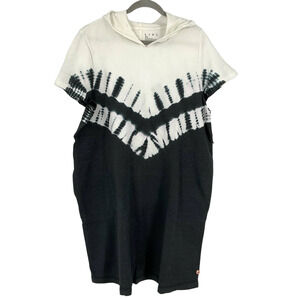 Livi Lane Bryant Hoodie‎ Sweater Dress Tie Dye White Charcoal Size 26/28 NWT